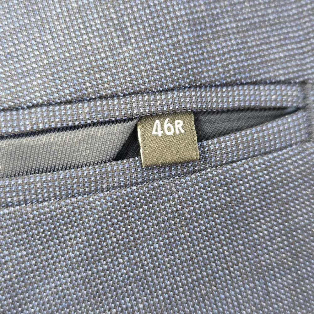 Banana Republic Reda Flexo Blazer Sport Coat Men 46R Tailored Slim Blue Nailhead